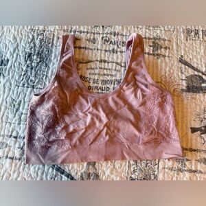 Pink Lace Bralette 3X Plus Size Seamless Wireless Stretch Soft Comfortable